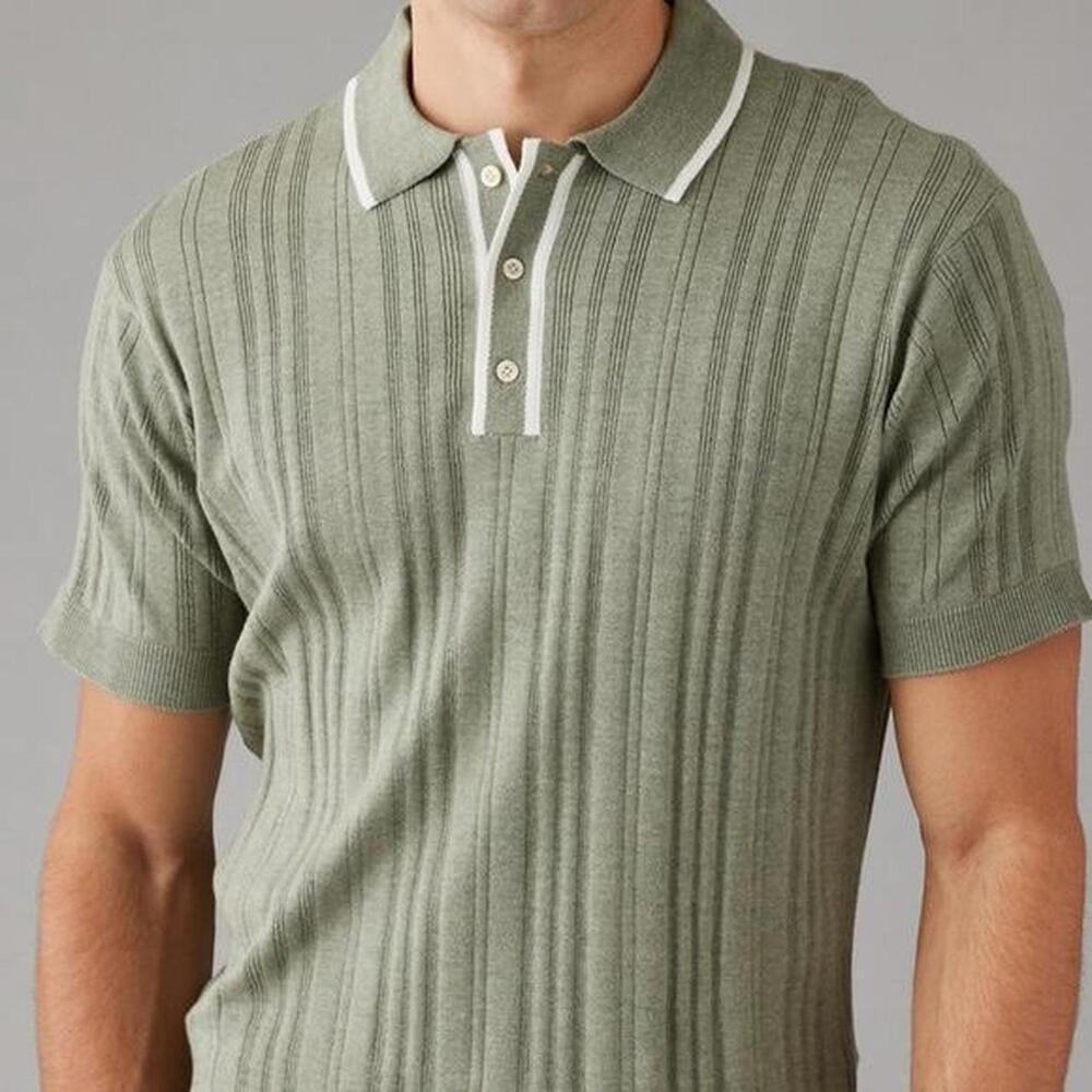 Men’s American Eagle weekend tipped sweater polo shirt sage green size XXL - Picture 2 of 7
